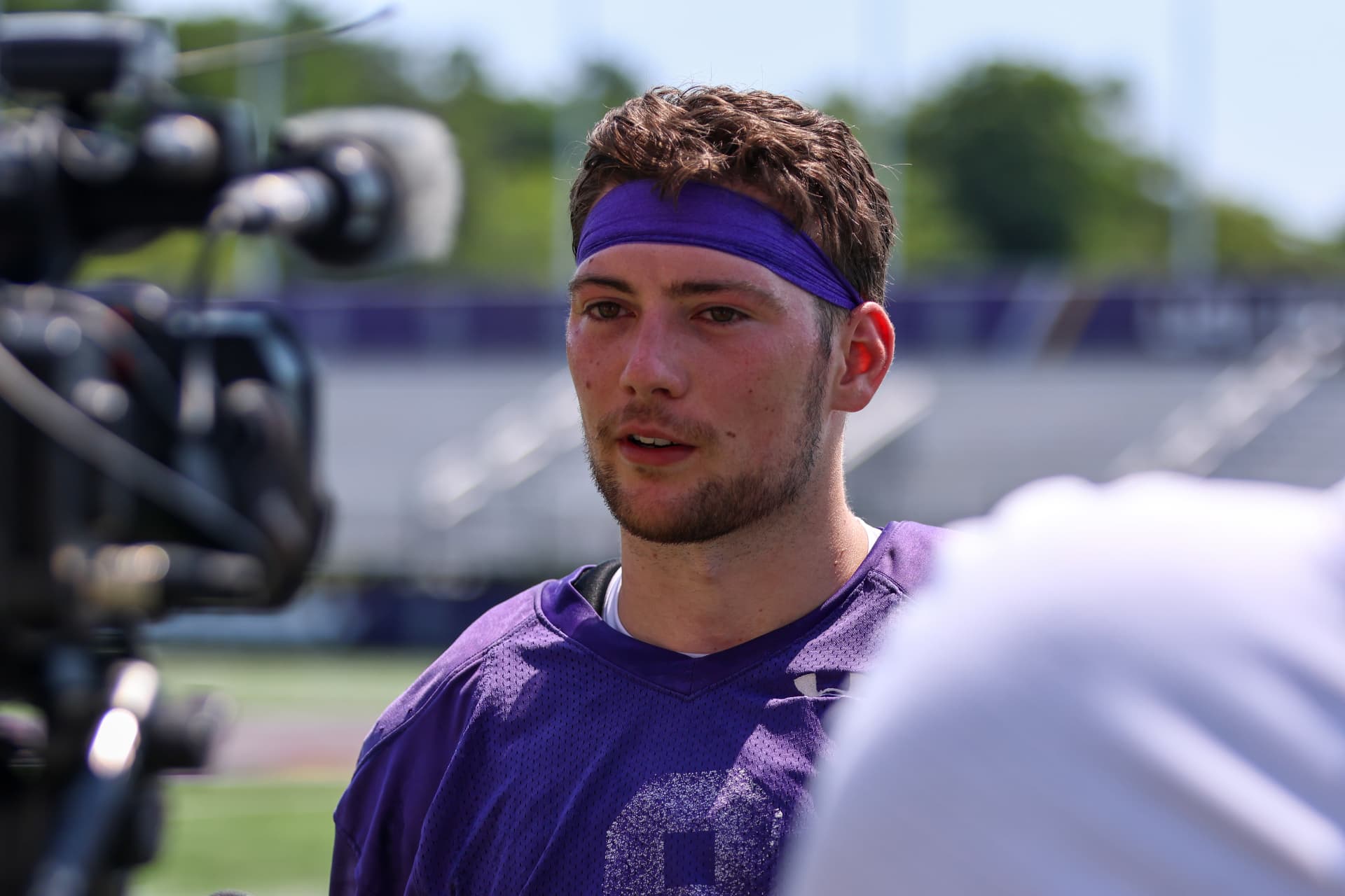 Griffin Woodell at football practice